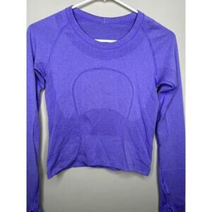Lululemon Seamless Long Sleeve Crop Top Purple Thumbholes Size 4